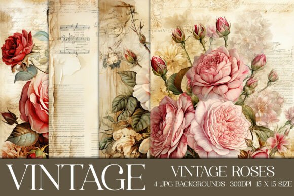 Download Vintage Floral Scrapbook Papers, S15 - Scrapbook paper Collection