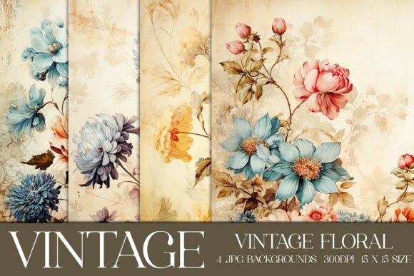 Download Vintage Floral Scrapbook Papers, S16 - Scrapbook paper Collection