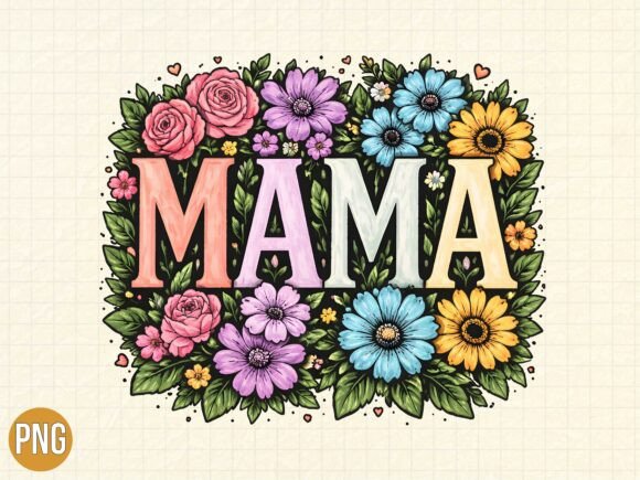 Download Floral Retro Mama Shirt Design PNG - Premium Resources