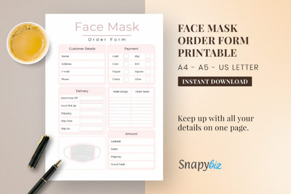 Download Face Mask Printable Order Form | A4 &amp; A5 - Printable order form Collection