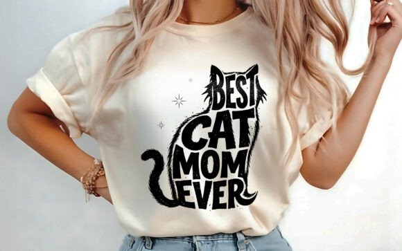 Download Best Cat Mom Ever Mama Shirt Design PNG - Premium Resources